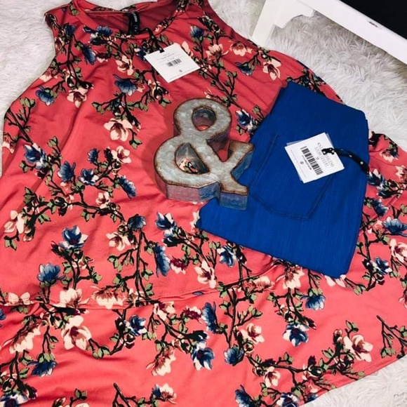 Tiered Tunic Tank Terracotta Chambray - Picture 2 of 5